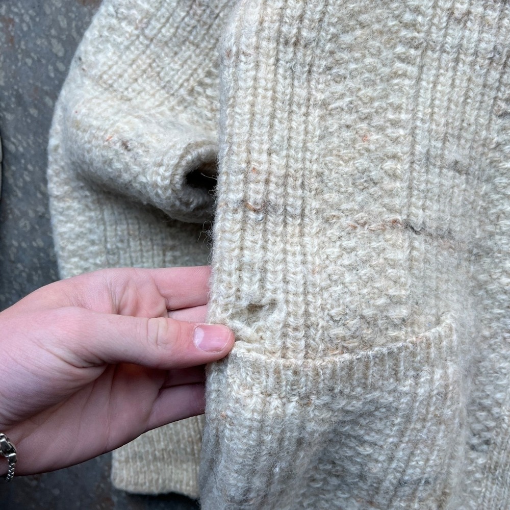 Pendleton Vintage Wool Shawl Collar Zip Cardigan Sweater Cream Fleck USA Large - Picture 5 of 7